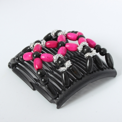 Trend African Hairclip Haarklammer Haarkamm Blüten Holzdesign Pink - 3