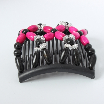 Trend African Hairclip Haarklammer Haarkamm Blüten Holzdesign Pink - 4