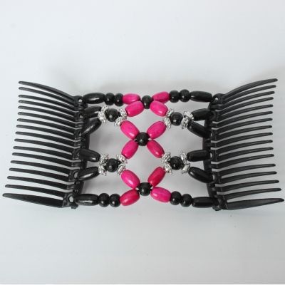 Trend African Hairclip Haarklammer Haarkamm Blüten Holzdesign Pink - 5