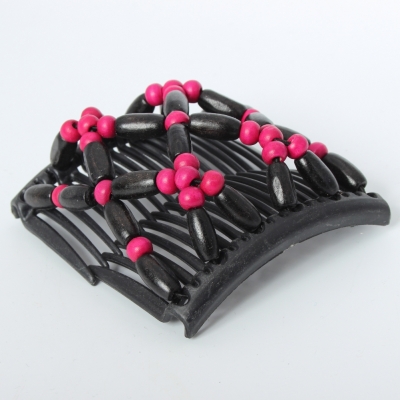 Trend African Hairclip Haarklammer Haarkamm Blüten Holzdesign Pink - 3