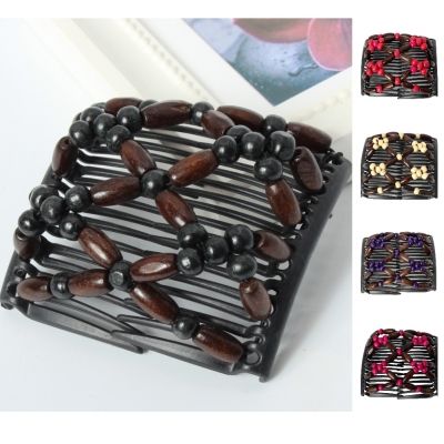 Trend African Hairclip Haarklammer Haarkamm Blüten Holzdesign Pink - 1