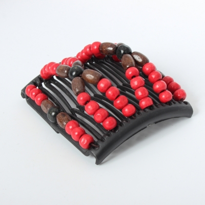 Trend African Hairclip Haarklammer Haarkamm Blüten Holzdesign Rot Braun Schwarz - 3