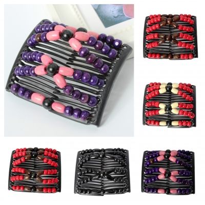 Trend African Hairclip Haarklammer Haarkamm Blüten Holzdesign Rot Braun - 1