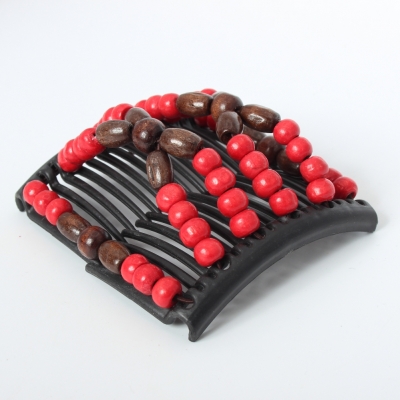 Trend African Hairclip Haarklammer Haarkamm Blüten Holzdesign Rot Braun - 3