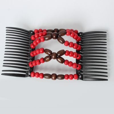 Trend African Hairclip Haarklammer Haarkamm Blüten Holzdesign Rot Braun - 5