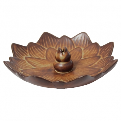 Lotosblume Räucherstäbchenhalter Feng Shui Deko braun - 3