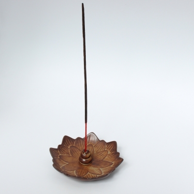Lotosblume Räucherstäbchenhalter Feng Shui Deko braun - 5