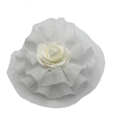 Mädchen Haarklammer Taufe Haarblume Weiß - 2