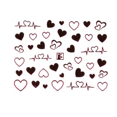 3D Nagel Sticker Nail Art Aufkleber Herzschlag Herz Design - 1