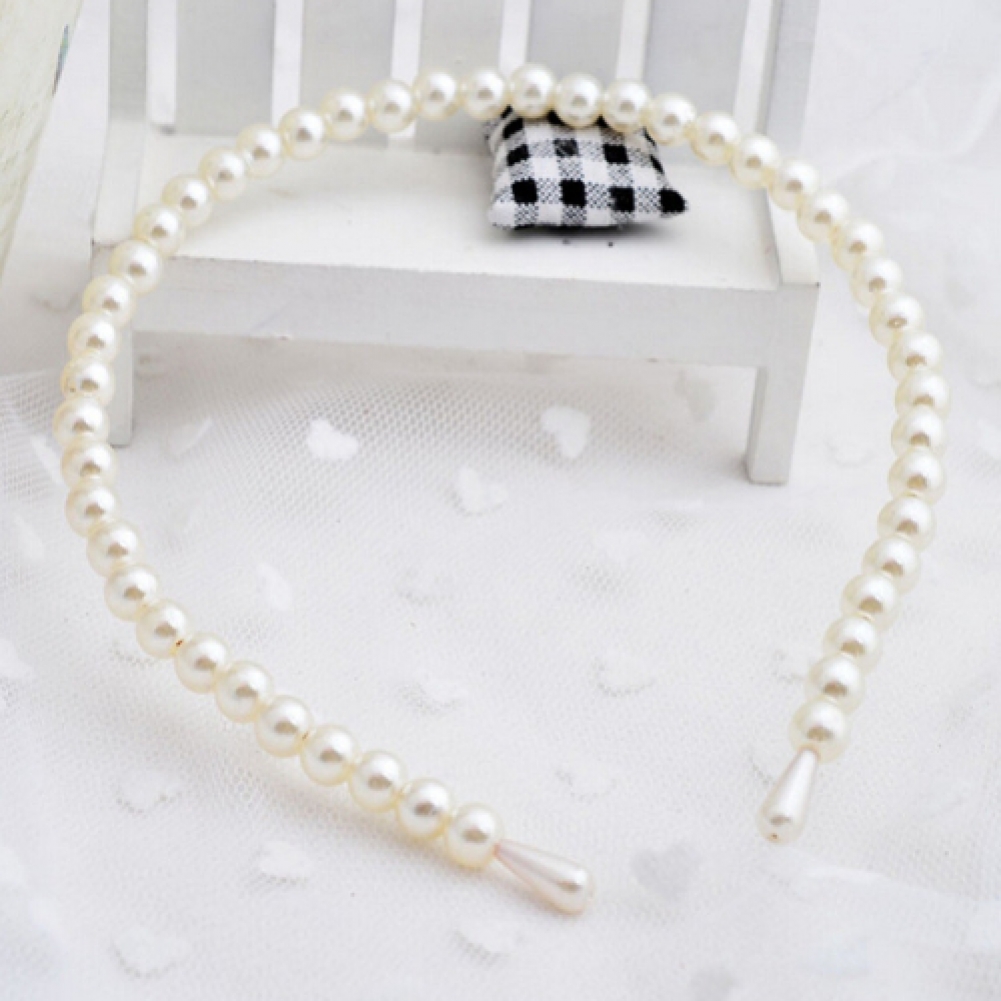 Mädchen Perlen Haarreif Kommunion Haarschmuck creme / weiß 