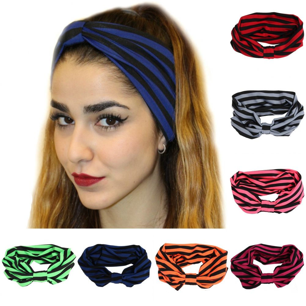 Punk Haarband Damen 7.8cm Breite - Elastisches Stirnband Mit Ösen Im Rockabilly Style
