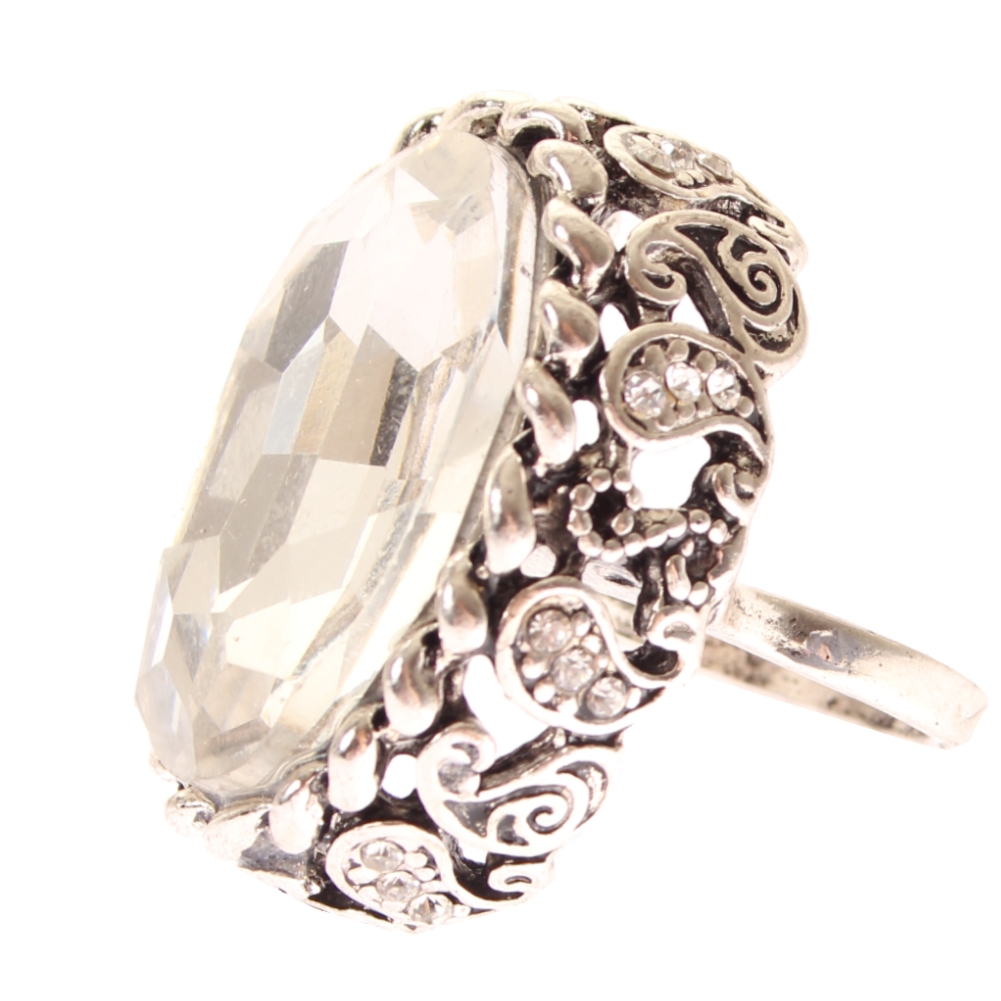 Edelstahl Ring Grosser Ovaler Glanzender Stein Modeschmuck Luxus Strass Ebay