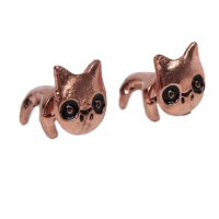 3D Katzen Ohrstecker Ohrringe in der Farbe Bronze