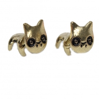 3D Katzen Ohrstecker Ohrringe in der Farbe Gold