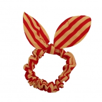 Hasenohren Haargummis Zopf-Halter Rot / Beige gestreift