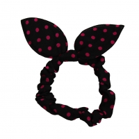 Hasenohren Haargummis Zopf-Halter Schwarz / Pink gepunktet