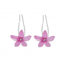 2 Haarnadeln Strass Stern Blume lila
