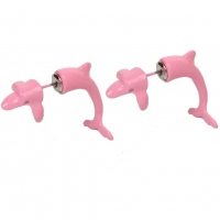 3D Delphin Ohrstecker Ohrringe in der Farbe rosa