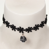 Gothic Samt Halsband Choker Strass Perlen Rose
