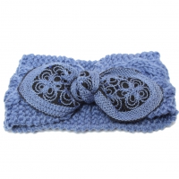 Stirnband für den Winter mit Schleife hell Blau