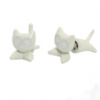 3D Katzen Ohrstecker Ohrringe in der Farbe Weiß