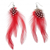 1 Paar Feder Ohrringe Boho Rot