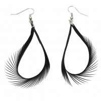 1 Paar Feder Ohrringe Boho Schwarz