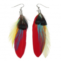 1 Paar Feder Ohrringe Boho Rot