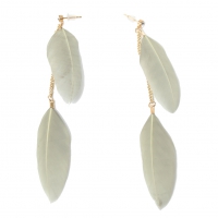 1 Paar Feder Ohrhänger Boho Ohrringe in der Farbe hell Grün