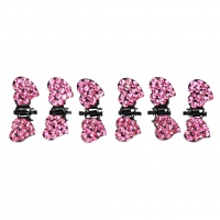 6 x Mini Haarklammern in Herz Form mit Strass-Steinen bestückt Rosa