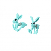 3D Hasen Bunny Ohrstecker Front Back Ohrringe Türkis