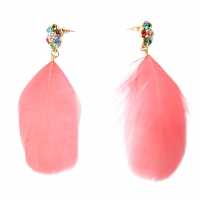 1 Paar Feder Ohrstecker Boho Strass Ohrringe Rosa