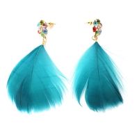 1 Paar Feder Ohrstecker Boho Strass Ohrringe Grün