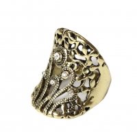 Edelstahl Ring Gr. 56 = 17,8 mm Bronze Strass