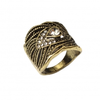 Edelstahl Ring Strass Herz Gr. 57 = 18,1 mm Bronze