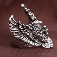 3D Edelstahl Ring Adler Eagle Gr. 58 = 18,4 mm Silber