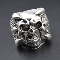 3D Edelstahl Ring Totenkopf Skull Gr. 65 = 20,6 mm Silber