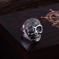 3D Edelstahl Ring Totenkopf Skull Gr. 56 = 17,8 mm Silber