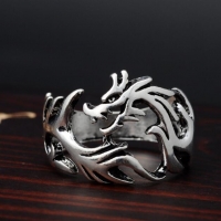 3D Edelstahl Ring Drache Gr. 60 = 19,1 mm Silber
