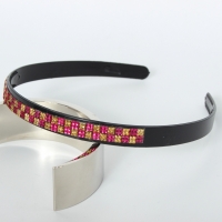 Designer Haarreif mit Strass Karo Haarschmuck Boho Haarreif Rot