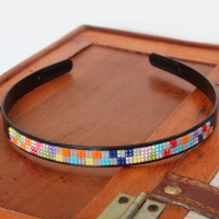 Designer Haarreif mit Strass Karo Haarschmuck Boho Haarreif Bunt Glänzend