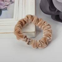 Samt Haargummis Zopf-Halter Scrunchie Velour Beige