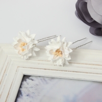 2 Große Blumen Haarnadel Braut Kommunion Hochzeit Hairpin Weiß