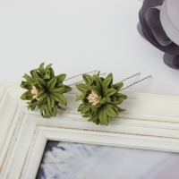 2 Große Blumen Haarnadel Braut Kommunion Hochzeit Hairpin Grün