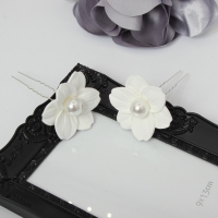 2 Große Blumen Haarnadel mit Perlen Braut Kommunion Hochzeit Hairpin Weiß