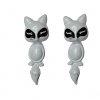 3D Fuchs Fox Eule Bär Ohrstecker Ohrringe Fuchs Weiß