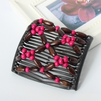 Trend African Hairclip Haarklammer Haarkamm Blüten Holzdesign Pink